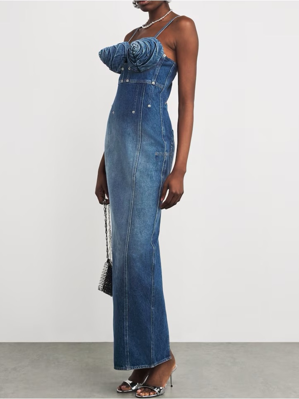 Jean Paul Gaultier Brand New. Conic Cups Long Denim Dress. AUTHENTIC! XS size.
